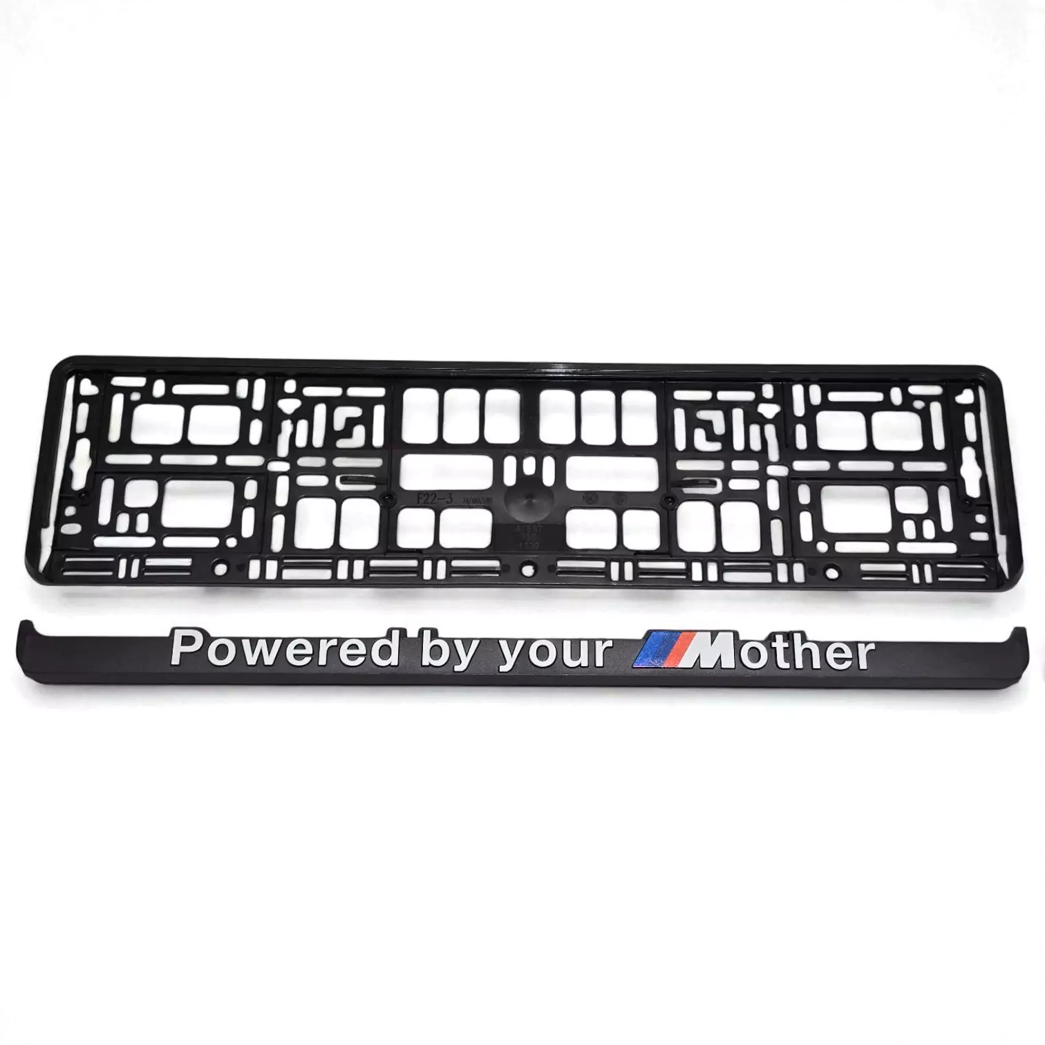 Front angle view of license plate frame
